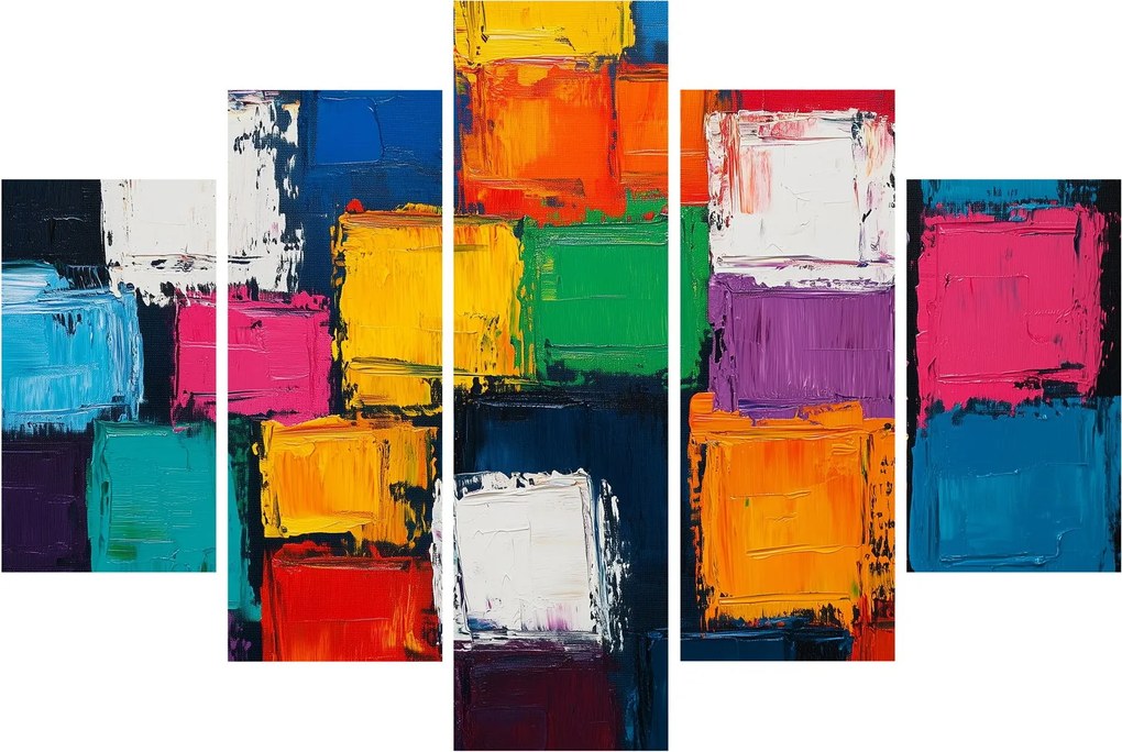 Kép - Színes négyzetek festménye (150x105 cm)