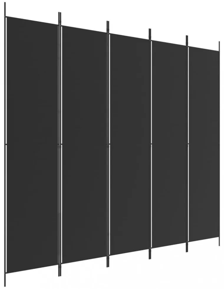 5 paneles fekete szövet térelválasztó 250x220 cm