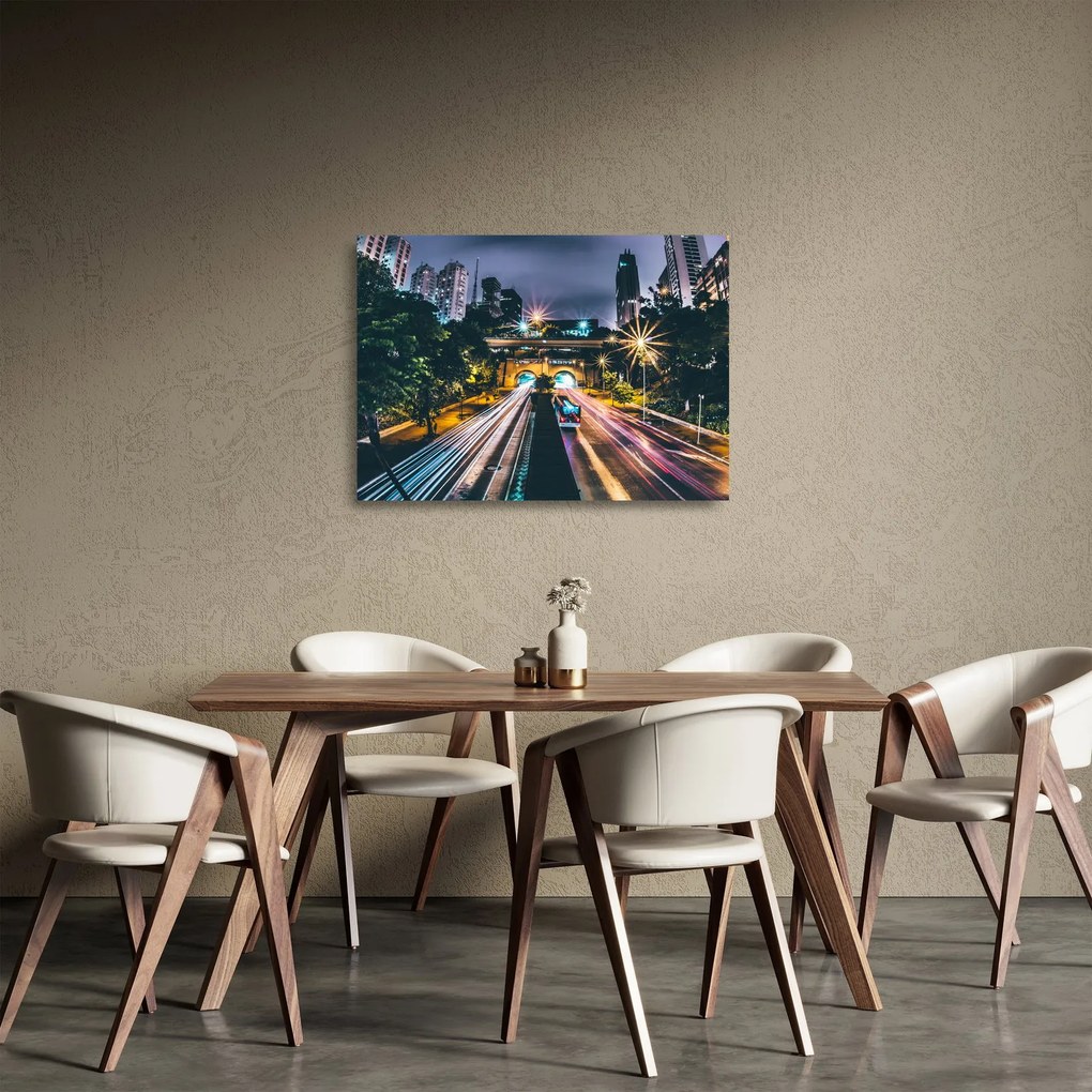 Egy éjszakai város képe (üvegen) (70x50 cm)