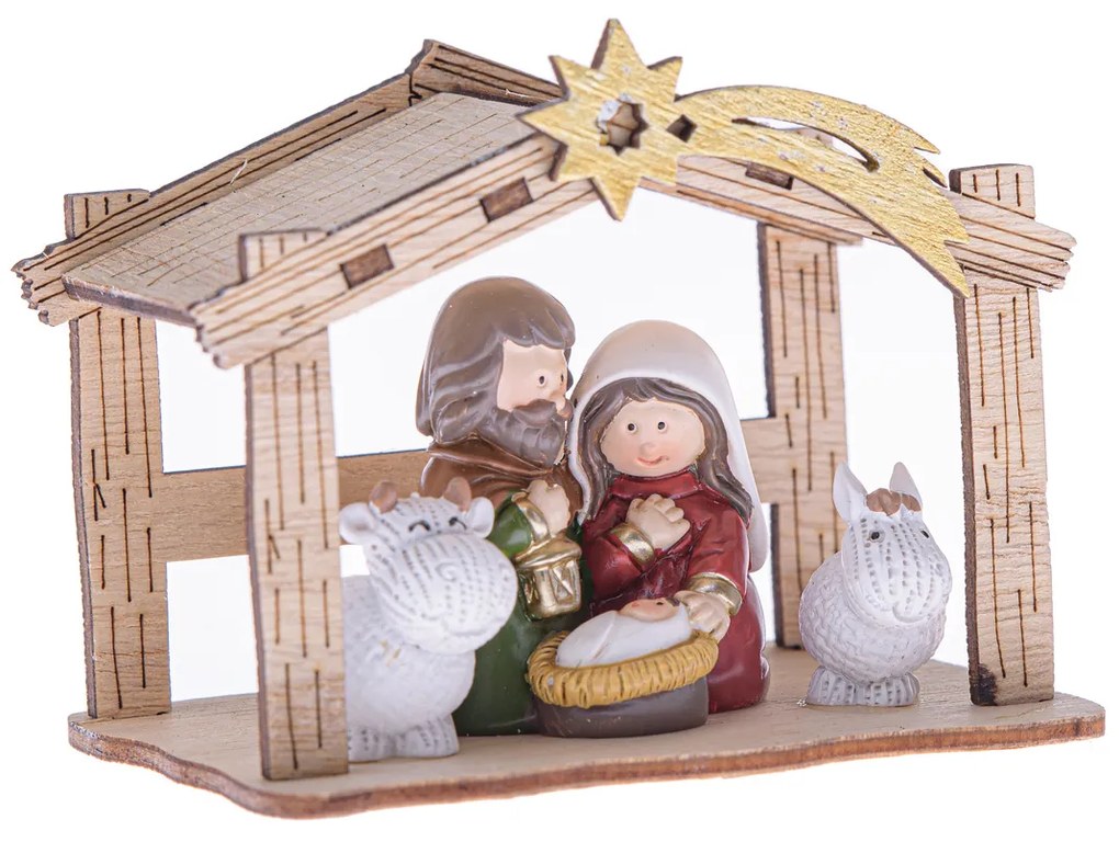 Karácsonyi betlehem kométával 9,5 x 7,2 x 6 cm, bézs