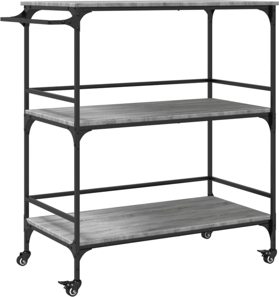vidaXL szürke sonoma szerelt fa zsúrkocsi 100,5 x 50 x 105 cm