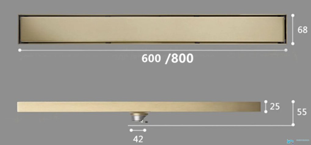 Zuhanyfolyóka EYN GBK1004 matt arany felülettel, 60 vagy 80 cm — 60 cm