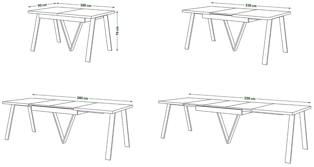 Mazzoni AVERY Artisan Tölgy/alja fekete - BŐVÍTHETŐ LOFT/IPARI STÍLUSÚ ASZTAL NAPPALIBA/ÉTKEZŐBE - 2 MÉRET!