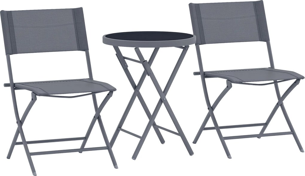 Outsunny 3 részes fémbisztró szett, 2 szék és 1 kerek asztal, kültéri kert 2 személyes étkező szett | Aosom