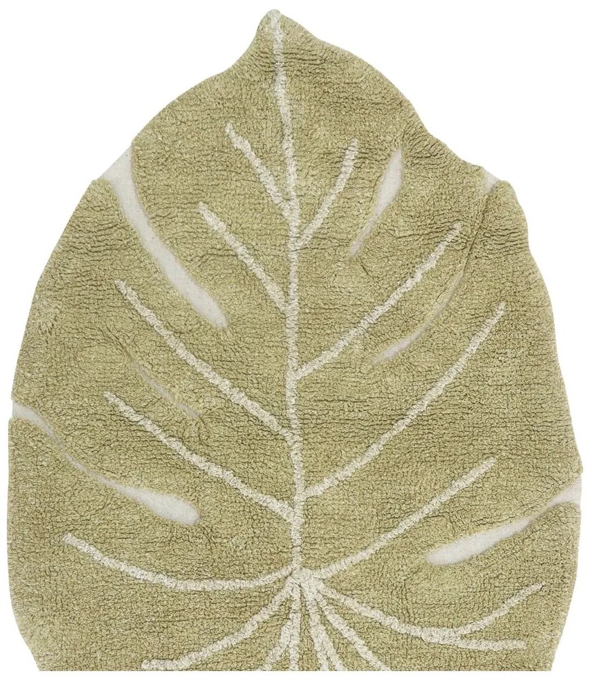 Khaki mosható kézi szövésű pamut gyerek szőnyeg 75x100 cm Mini Monstera Olive – Lorena Canals