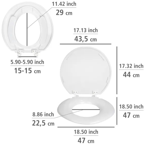 WENKO 25112100-WC WC-ülőke TORINO 44x43,5 cm fehér