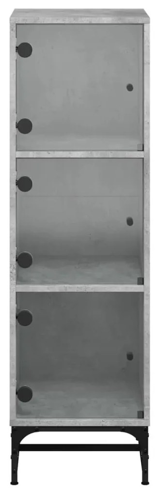 betonszürke magasszekrény üvegajtókkal 35 x 37 x 120 cm