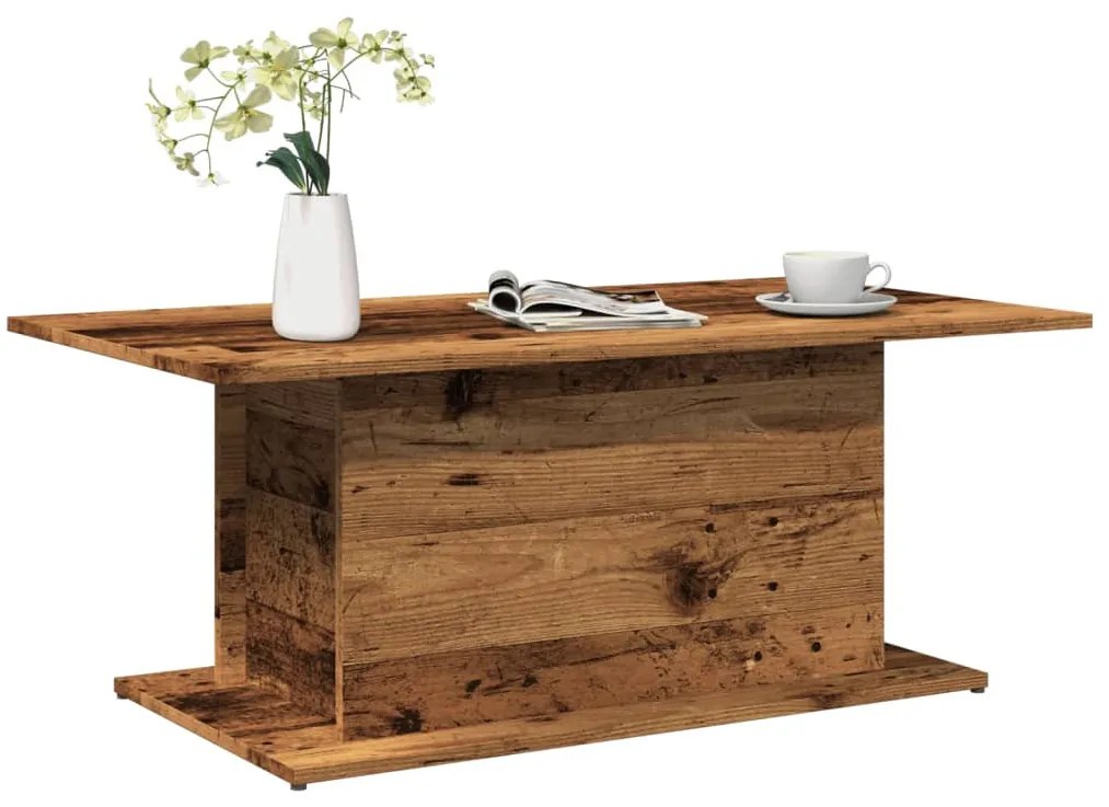 Antik fa színű szerelt fa dohányzóasztal 102 x 55,5 x 40 cm