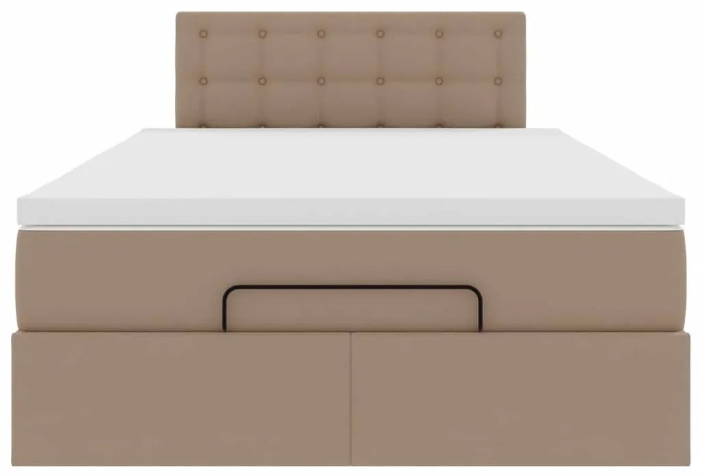 cappuccino műbőr ottomán ágy matracokkal & LED-ek 120x190 cm