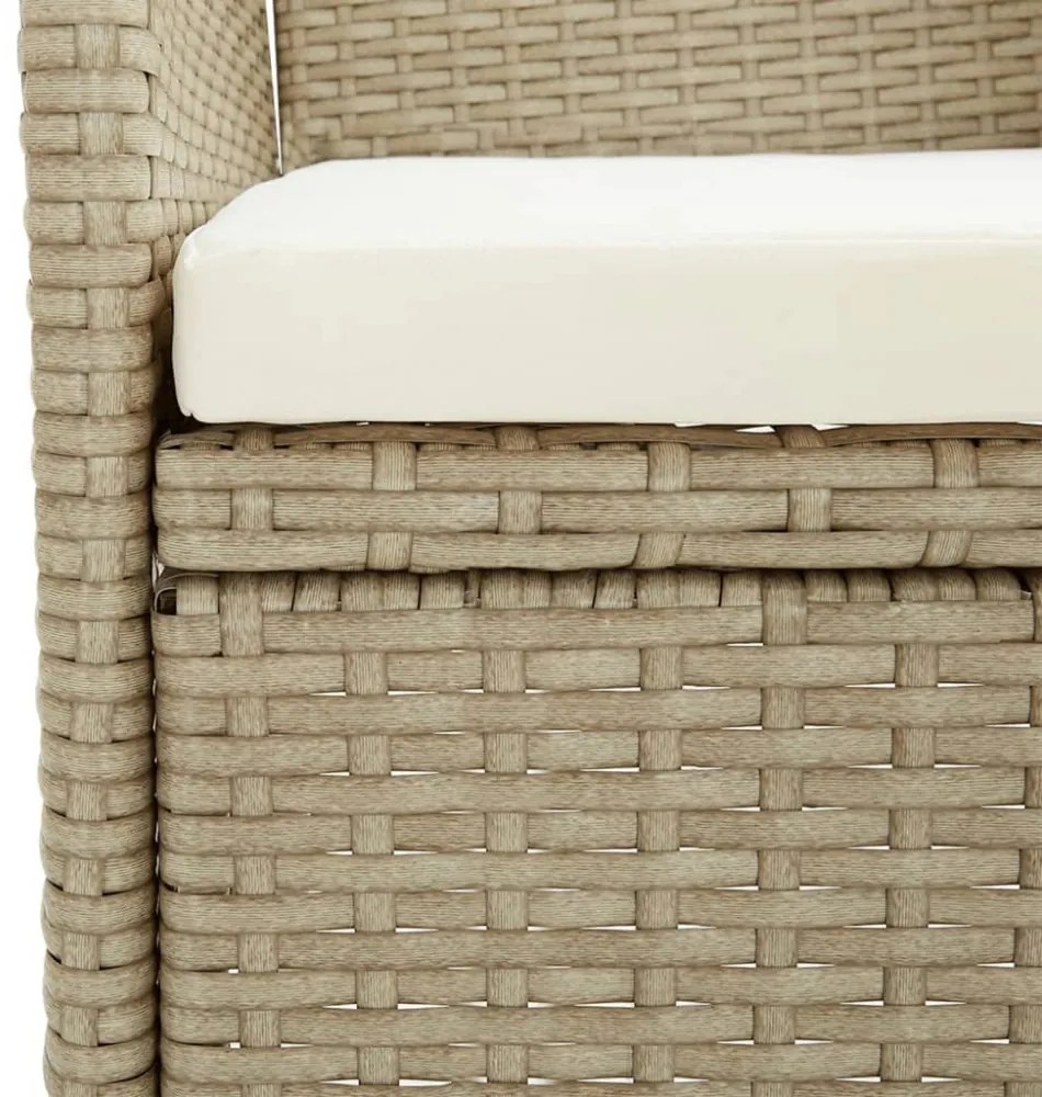 7 részes bézs polyrattan kerti étkezőgarnitúra párnákkal