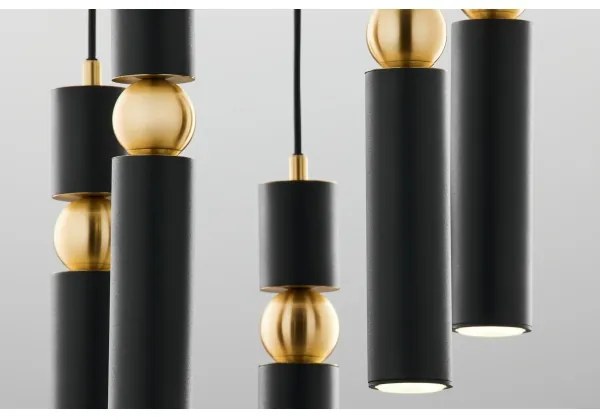 Jupiter 2014 - Csillár zsinóron ALAS 5xGU10/10W/230V fekete/arany