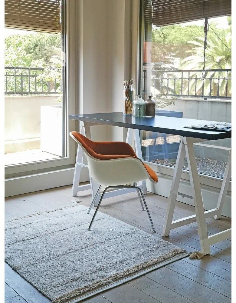 Krémszínű mosható kézi szövésű pamut szőnyeg 90x130 cm Bloom Natural – Lorena Canals