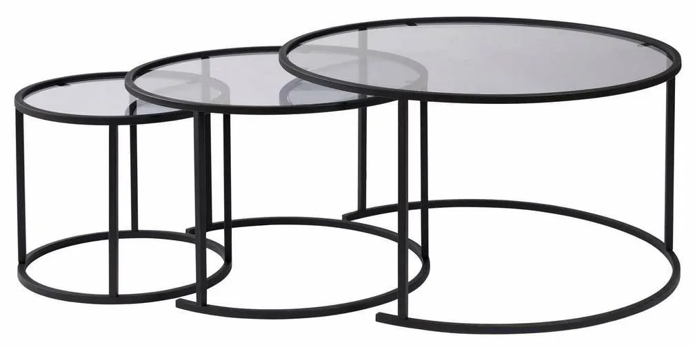 Aurum Black and Grey dohányzóasztal szett80 cm, 3 db