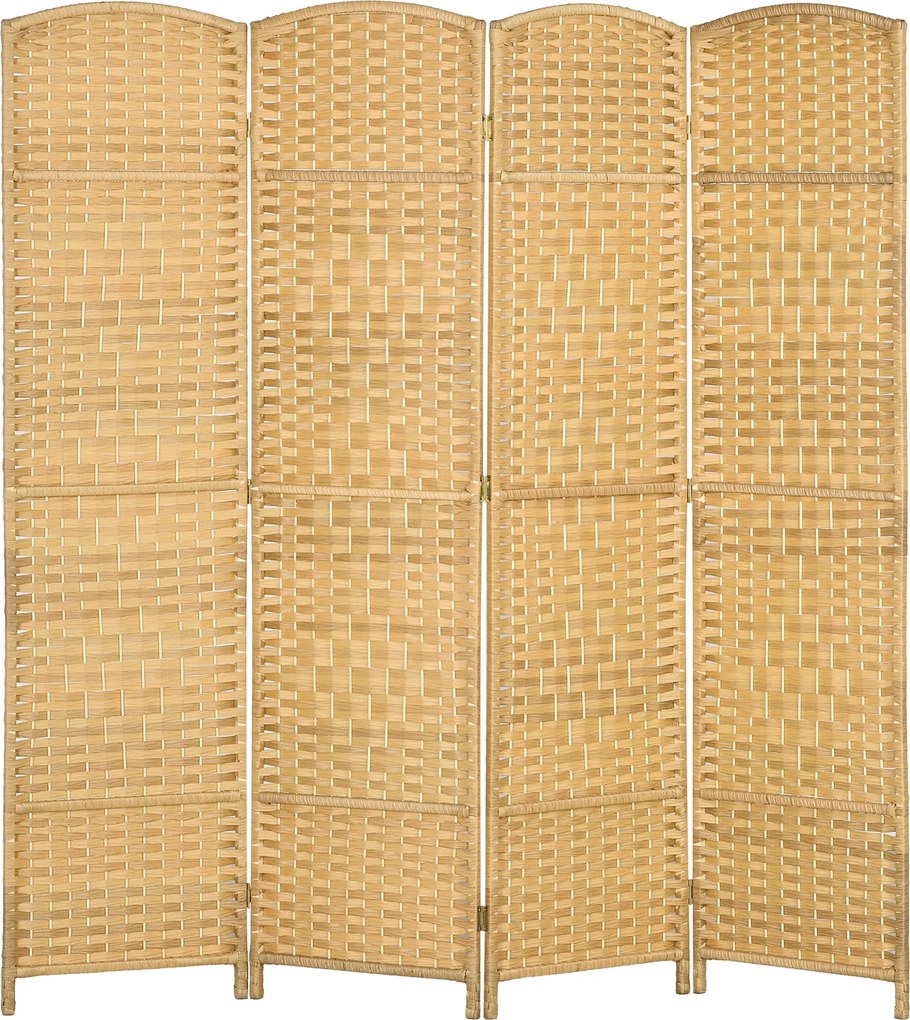 HOMCOM 4-paneles hajtható szobai elválasztó 180x180 cm - Magánéletet biztosító képernyő - Irodához, hálószobához, természetes | Aosom