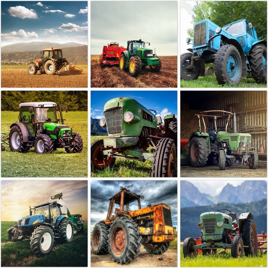 Poszter szett 9x 30x30 Mix Traktorok