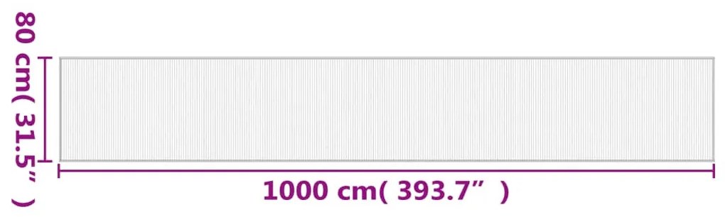 négyszögletű szürke bambusz szőnyeg 80 x 1000 cm