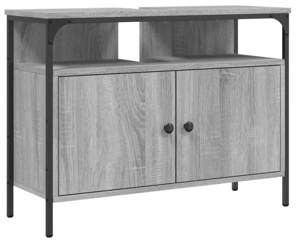 szürke sonoma szerelt fa fürdőszobai mosdószekrény 80x30x60 cm