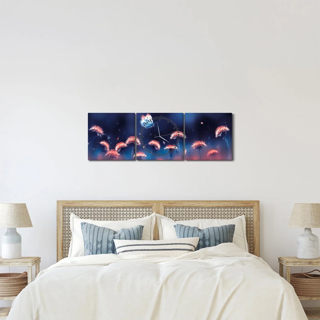 Pitypang képe kék pillangóval (órával) (90x30 cm)