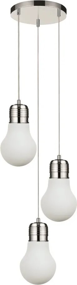 Aldabra Bulb függőlámpa E27-es foglalat, 3 izzós, 60W króm-fehér
