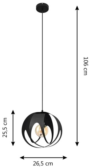 Csillár zsinóron MOONLIGHT 1xE27/15W/230V fekete