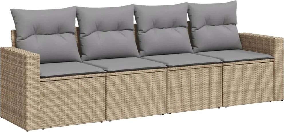 vidaXL 4 részes bézs polyrattan kerti ülőgarnitúra párnákkal