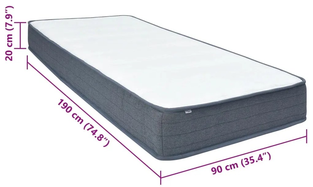 szövet rugós matrac 190 x 90 x 20 cm közepesen puha