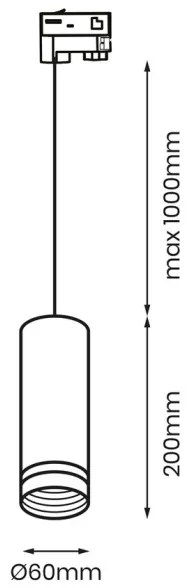 Csillár zsinóron 3 fázisú sínrendszerhez PIPE 1xGU10/25W/230V fehér