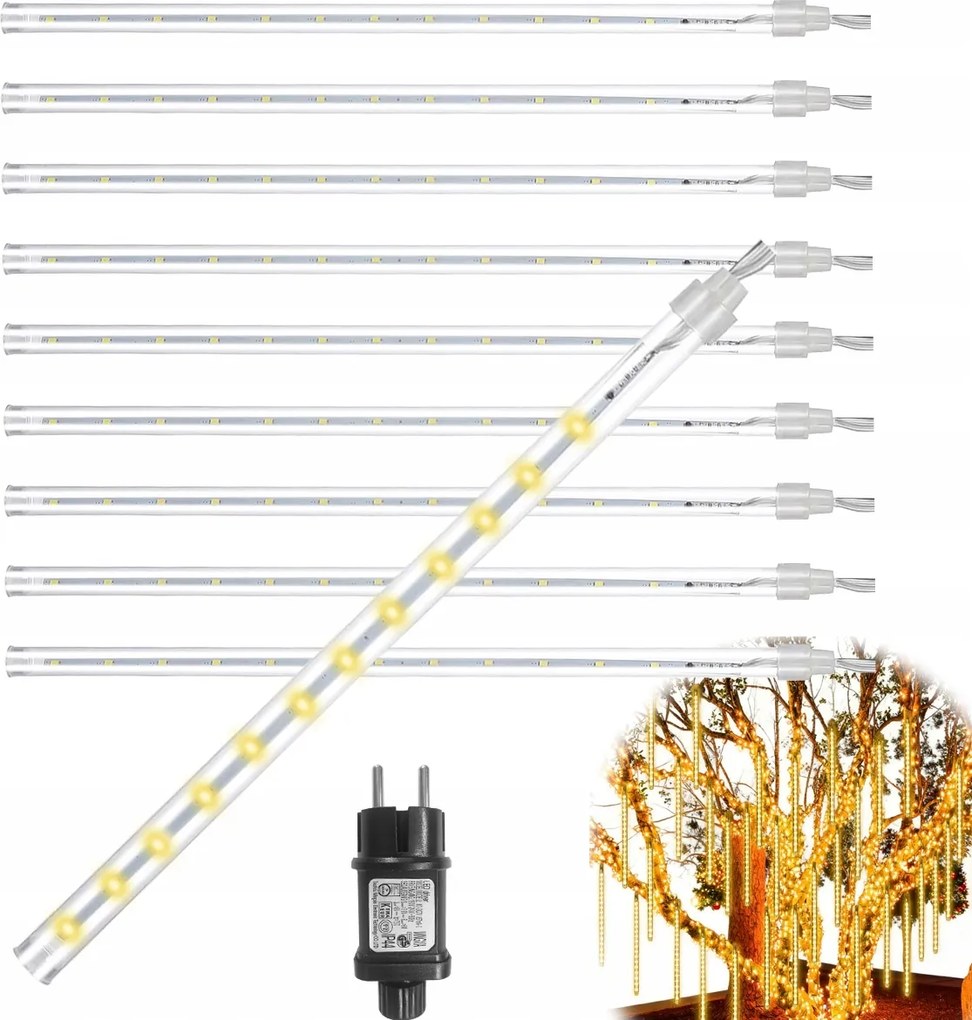 Jégcsap Meteor Fehér Meleg Led Lámpa Hulló Hó 30cm Fehér Meleg