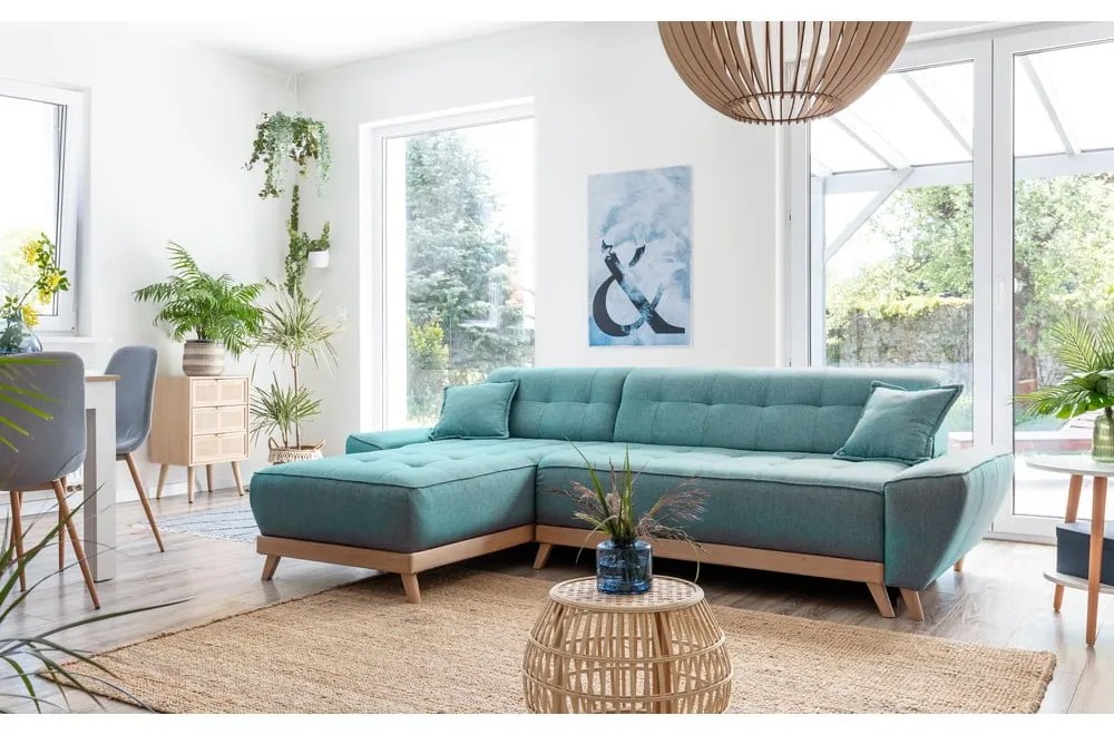 Türkiz kinyitható sarokkanapé (variálható) Dazzling Daisy – Miuform