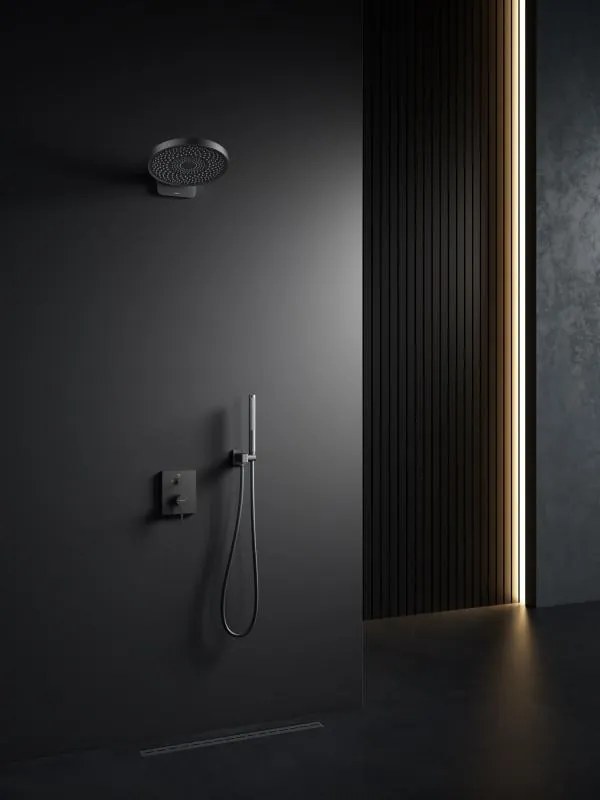 AREZZO design ELEGANT Falsík alatti zuhanyszett falon belüli egységgel, gun metal
