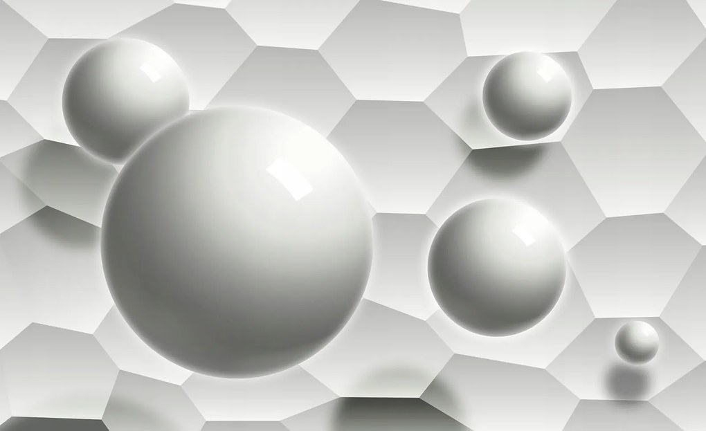Fotótapéta Geometrikus gömbök absztrakt szürke-fehér háttér 368x254 +ragasztó