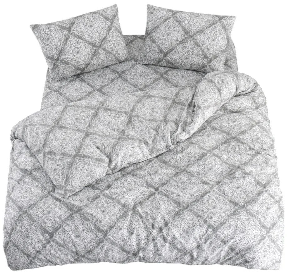 Szürke háromrészes egyszemélyes hosszabbított ágyneműhuzat lepedővel 160x220 cm Geometric – Mila Home