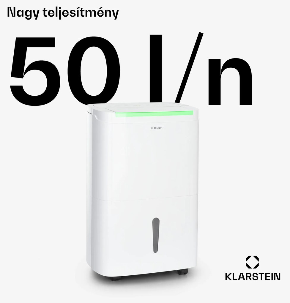 Klarstein DryFy Connect 50 Smart, Párátlanító, WiFi, Kompresszor, 50l/d, 45-55 m², Fehér