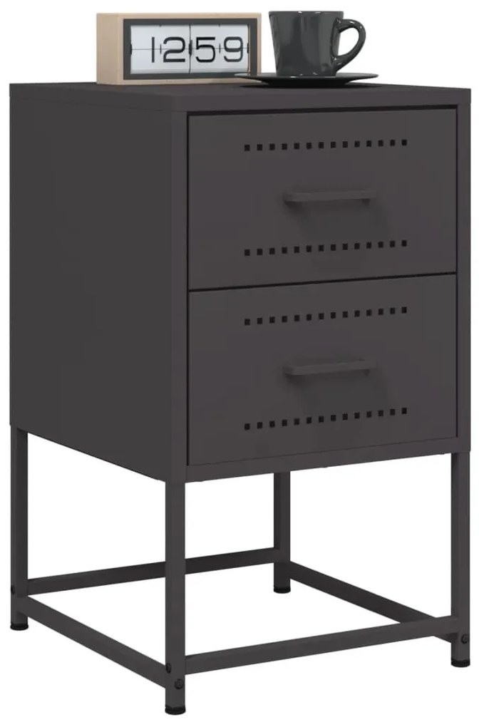 Fekete acél éjjeliszekrény 36 x 39 x 60,5 cm