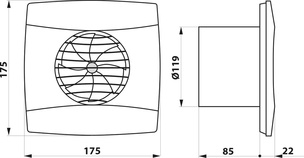 Cata Cata, UC-12 T axiál fürdőszobai ventilátor időzítővel, 12W, cső 120mm, fekete, 01302000