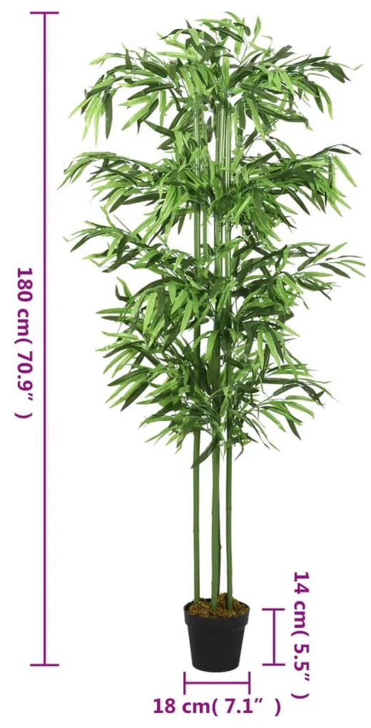 zöld mű bambuszfa 864 levéllel 180 cm
