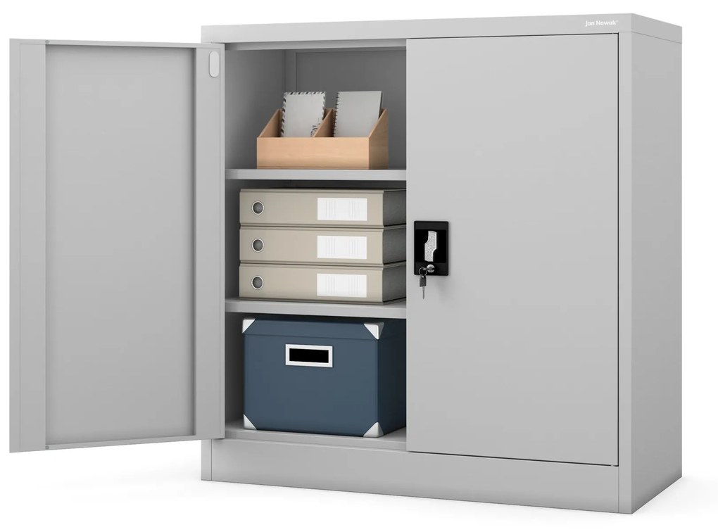 Alacsony fém irattartó szekrény BEATA, 900 x 930 x 400 mm, szürke