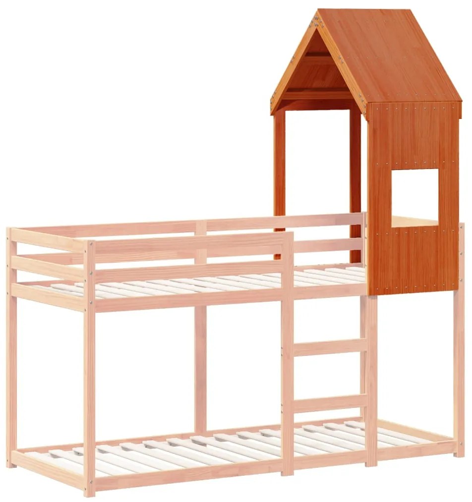 viaszbarna tömör fenyőfa gyerekágytető 55 x 99 x 139,5 cm