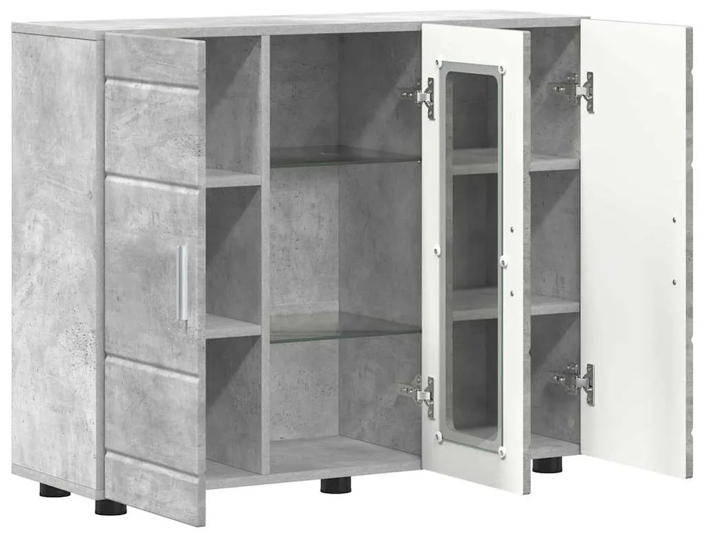 Széf polcokkal ajtóval Beton szürke 55.5 x 29 x 100 cm Faanyag