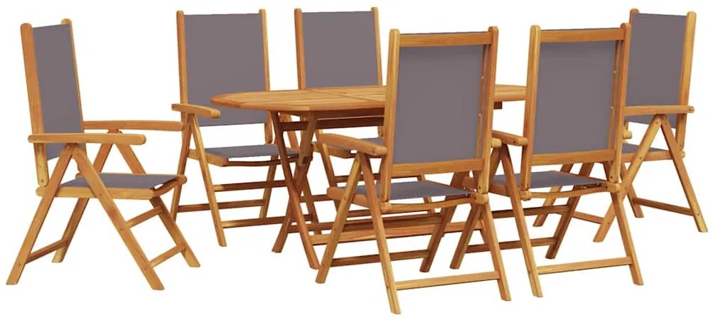 Kert étkező szett 7 pcs Antracit tömör akácfa