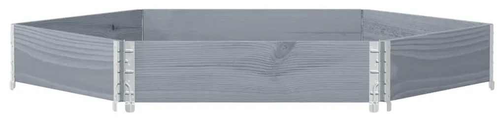szürke tömör fenyőfa hatszögű magaságyás 160 x 160 cm