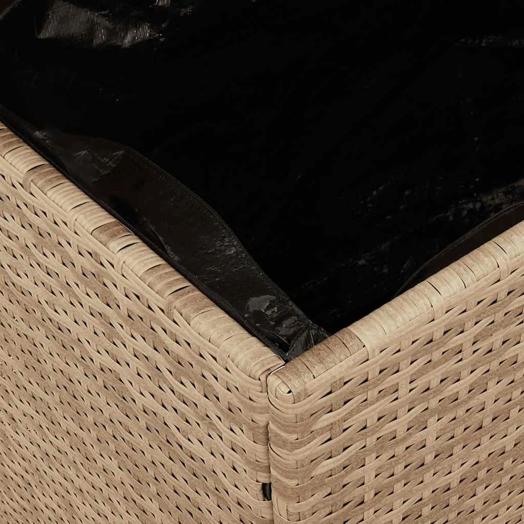 vidaXL bézs polyrattan és akácfa kerti tárolóláda 110 x 50 x 54 cm