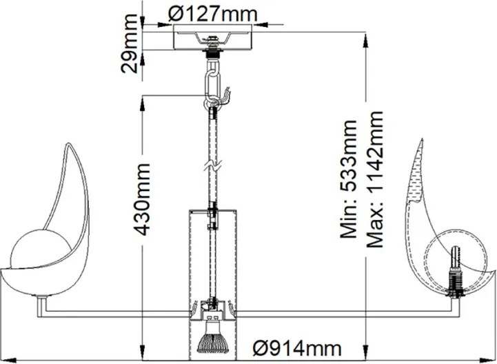 ELSTEAD QN-REN5 REN Modern Csillár Fekete, Arany G9 IP20