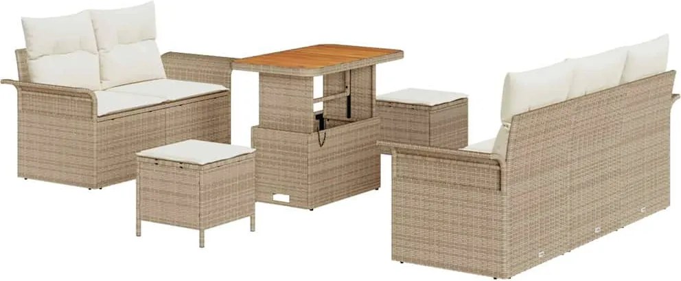 vidaXL Kerti Kanapé Szett párnával tárolóval 8 pcs Beige és krém