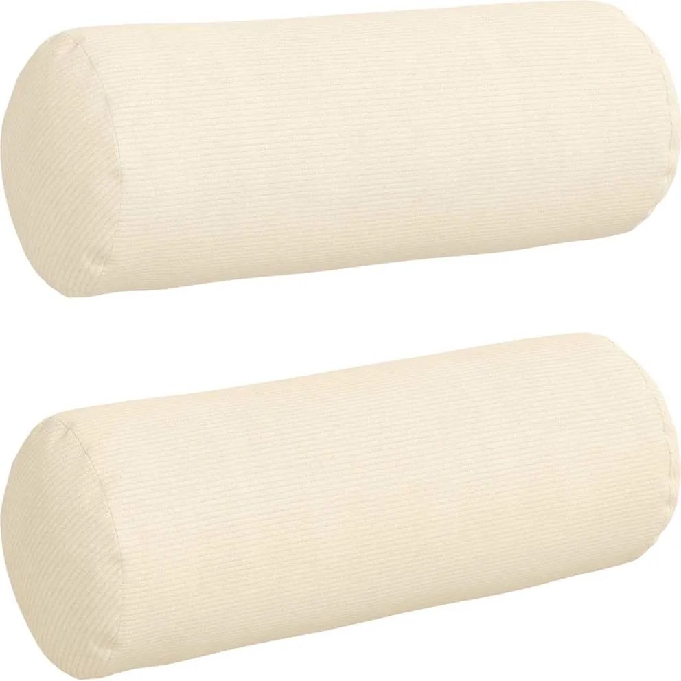 vidaXL Hengerpárnák 2 pcs Krém Ø 25 x 70 cm Bársonyos szövet