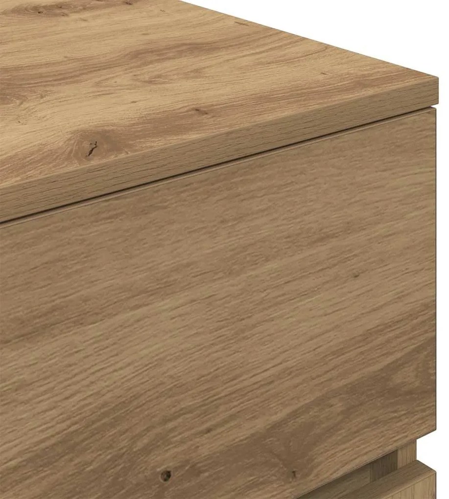 kézműves tölgy színű szerelt fa éjjeliszekrény 39x35x65 cm