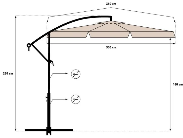 Nagy kerti napernyő állvánnyal - bézs színű