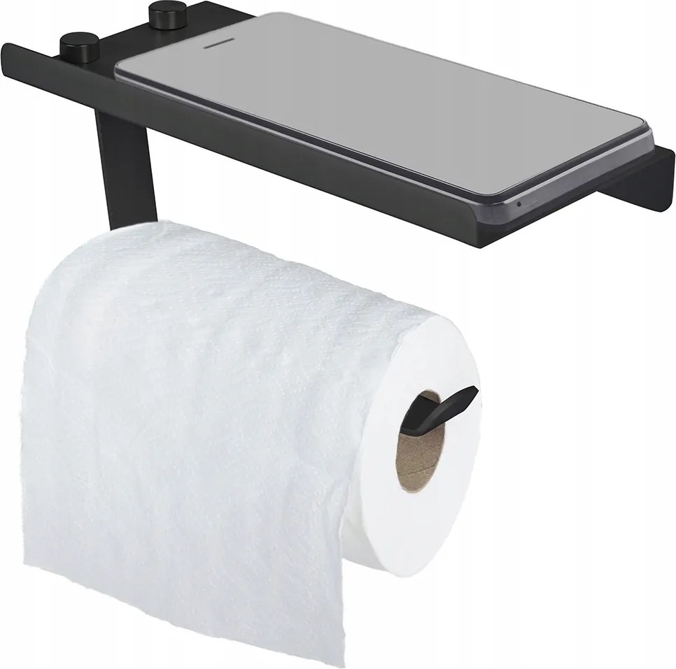 Papírtekercs Tartó Fekete, Polccal, Függesztett, Modern Fürdőszobai