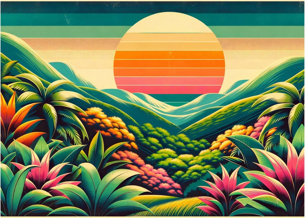 Üveg kép - Színes naplemente (70x50 cm)