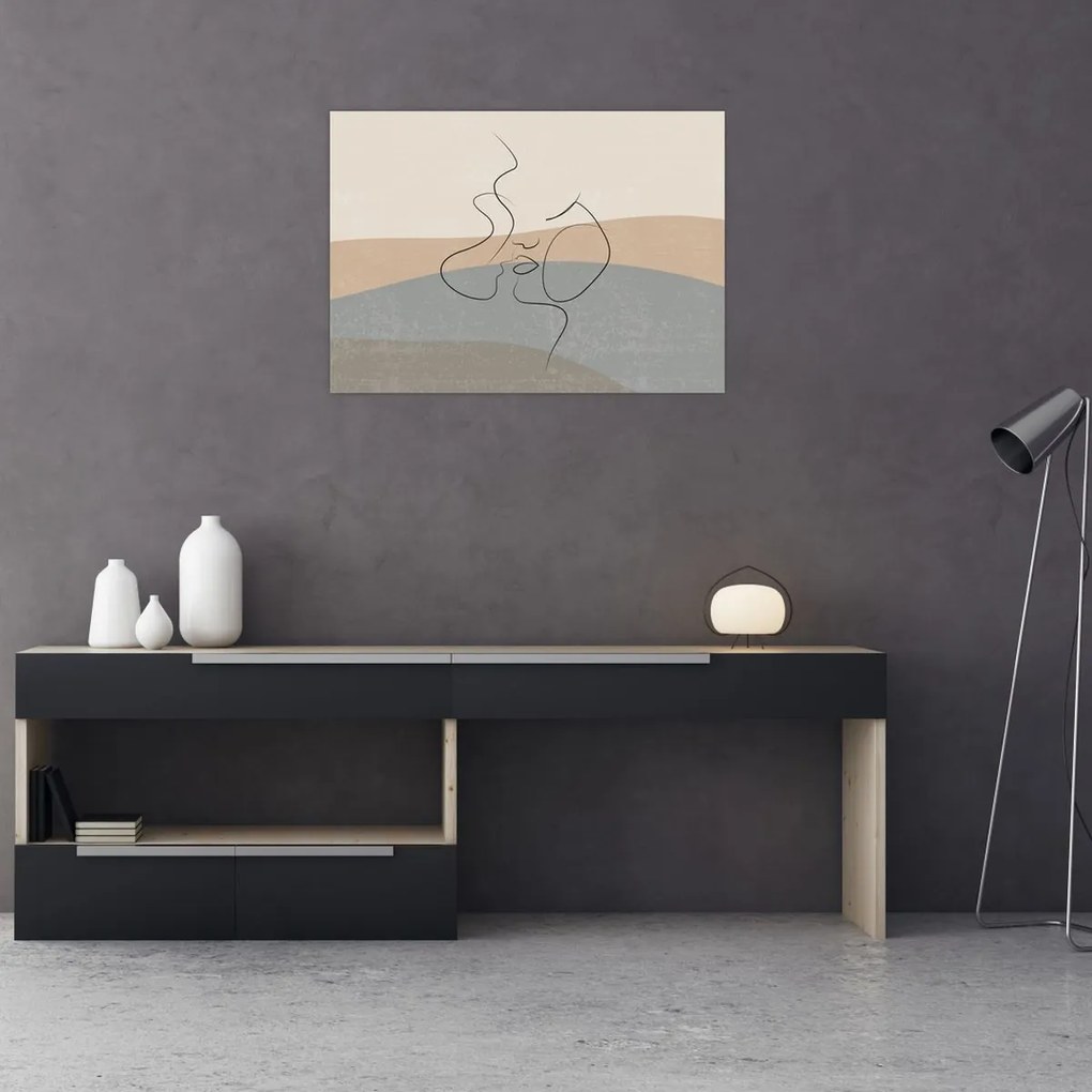 Kép - Line art csók (70x50 cm)